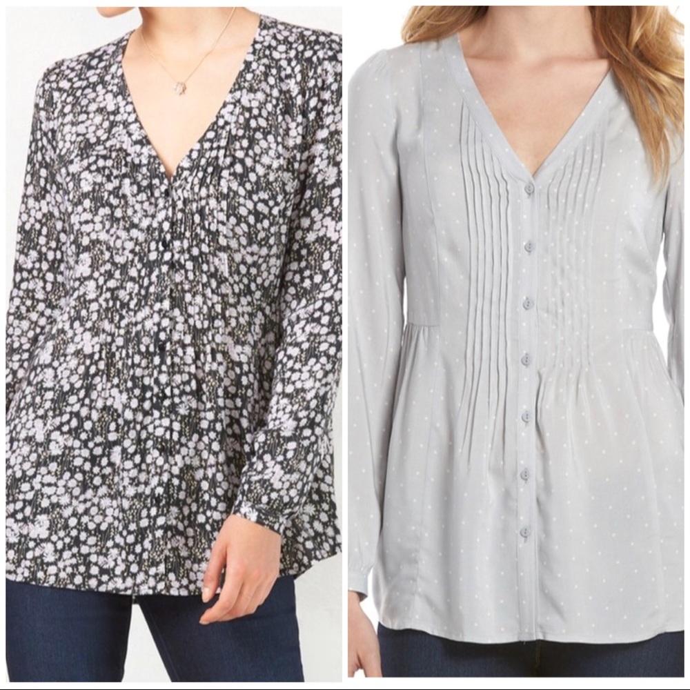 NWT LC Lauren Conrad Pintuck Tunic Blouse Size M Size XL